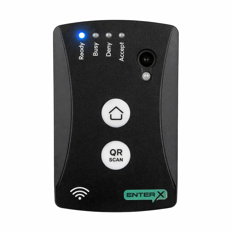 EnterX intercom device, front view with the Ready light lit